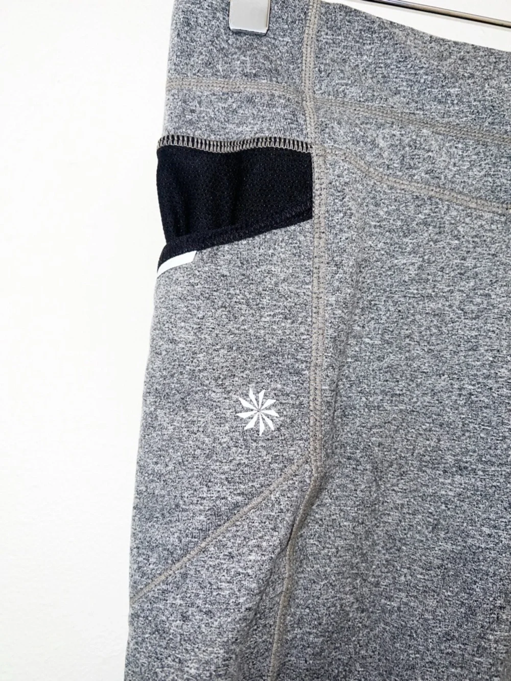 Athleta Heather gray black zipper and side phone pocket high rise biker shorts - Picture 3 of 11